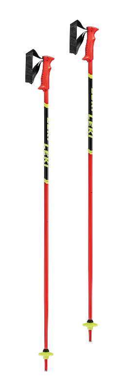 Leki Kids Ski Poles Red Yellow & Black - 2023