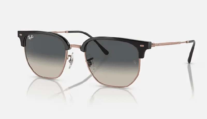 Ray Ban New Clubmaster Sunglasses Dark Grey on Rose Gold with Grey Gradient Lenses