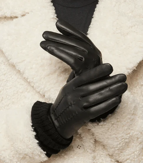 Soia & Kyo Women's Carmel-N Leather Gloves With Knit Lining